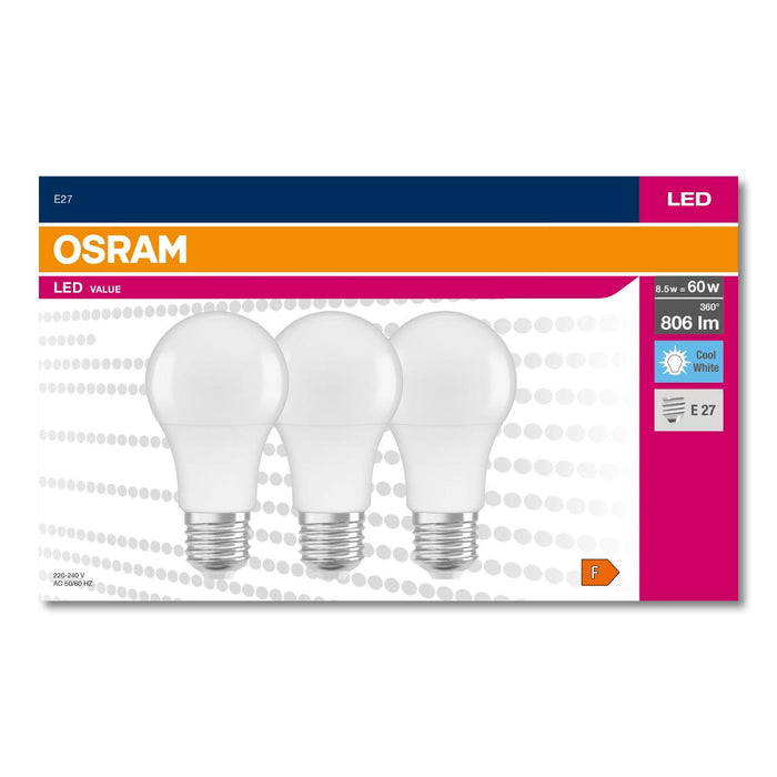 LED VALUE LAMP CLA60 E27 4000K 3 PACK