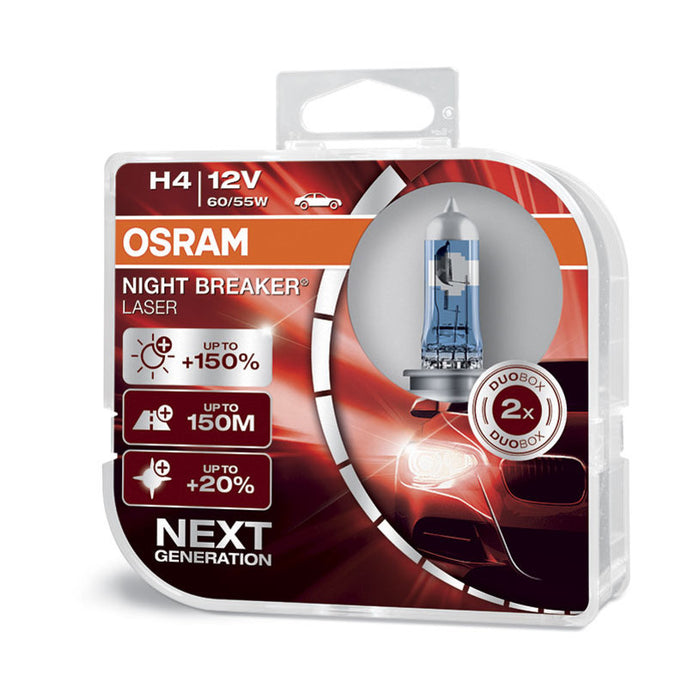 CAR BULB NIGHT BREAKER H4 LASER +150% 60/55W 12V DUOBOX OSRAM 64193
