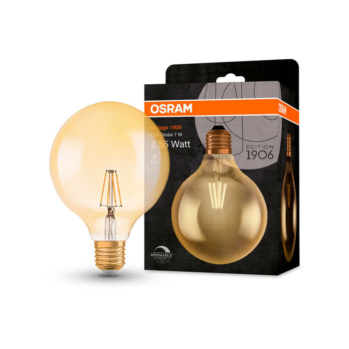 LED BULB E27 6.5W VINTAGE GLOBE125 DIM OSRAM