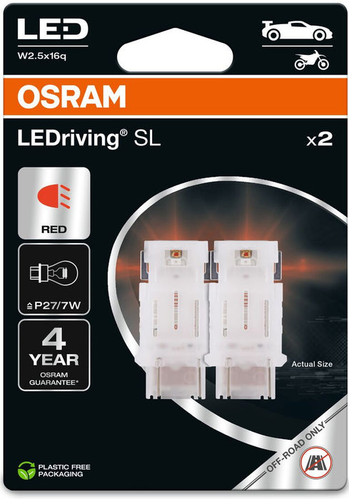 OSRAM RED P27/7W LED 1,7W 12V CARTON BLISTER X2 PCS