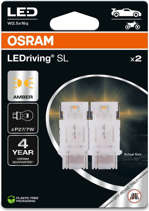 OSRAM AMBER P27/7W LED 1,9W 12V CARTON BLISTER X2 PCS
