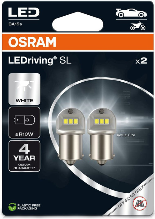 OSRAM WHITE 6000K R10W LED 1,2W 12V CARTON BLISTER X2 PCS