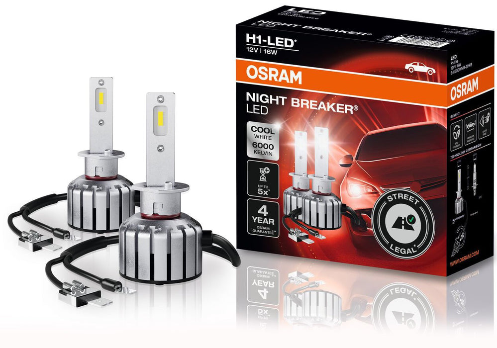 LED bulb (Set of 2pcs.) H1 12V 16W P14,5S no road homologation NIGHT BREAKER LED, cold white 6000K