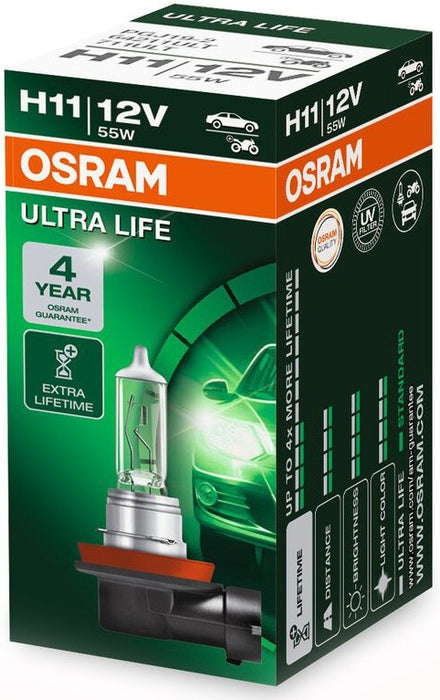 OSRAM ULTRA LIFE H11 3200K 55W 12V CARTON BOX 1 PCS