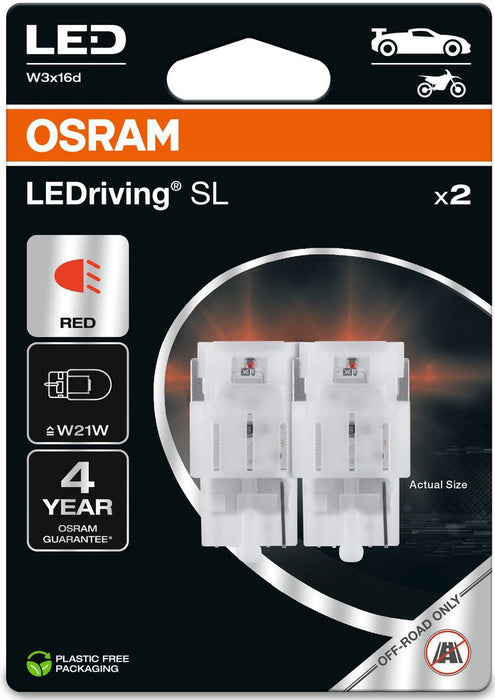 OSRAM RED W21W LED 1,4W 12V CARTON BLISTER X2 PCS