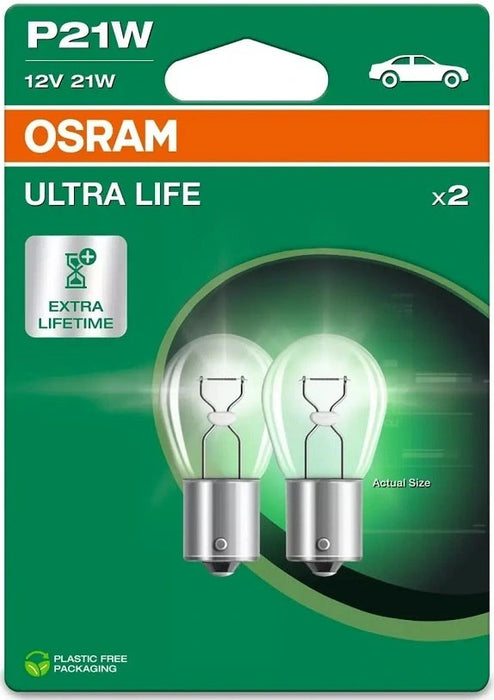 OSRAM ULTRALIFE AUX P21W 21W 12V CARTON BLISTER X2 PCS
