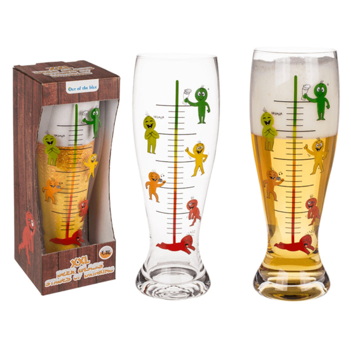 BEER GLASS XXL STAGES OF DRINKING 1300 ML OUT OF THE BLUE