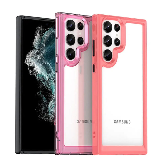 Outer Space Case Case for Samsung Galaxy S22 Ultra Hard Cover with Gel Frame Red - Cell phone cases