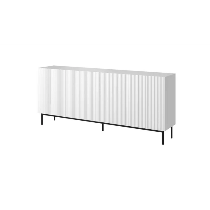 PAFOS chest of drawers on a black steel frame 200x40x102 cm white matt - Chests of drawers made of furniture