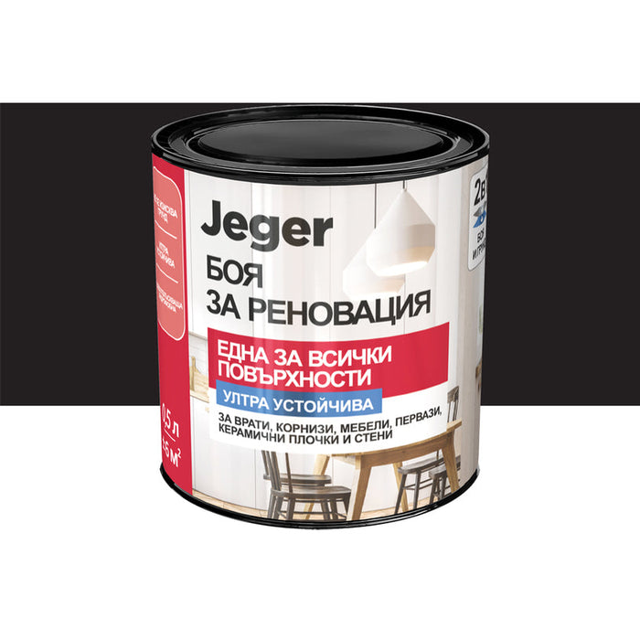 PAINT FOR RENOVATION BLACK 0.5 L JEGER - Алкидни и водоразтворими<<<Бои за метал и дърво<<<Бои и лакове<<<Praktiker
