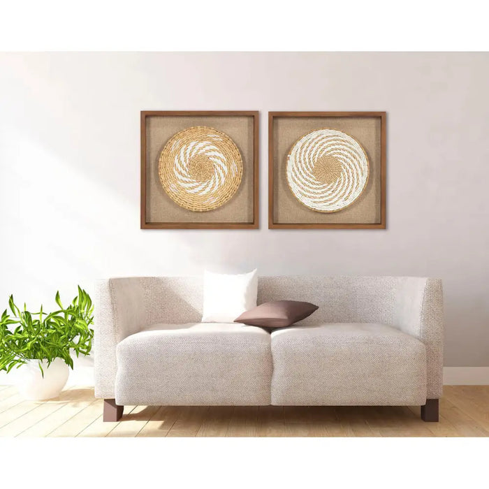 Painting 3D Home ESPRIT Jute Pinewood 35 x 3,6 x 35 cm - Декорация и Осветление<<<Дом Градина<<<BigBuy&&&Картини и