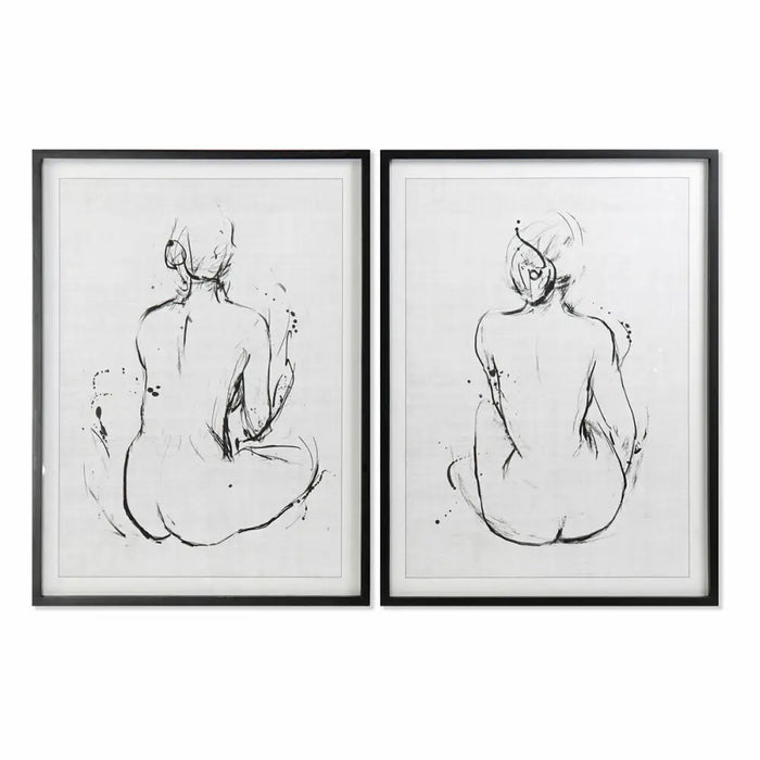 Painting DKD Home Decor 70 x 2,5 x 90 cm Lady Modern (2 Units) - Декорация и Осветление<<<Дом