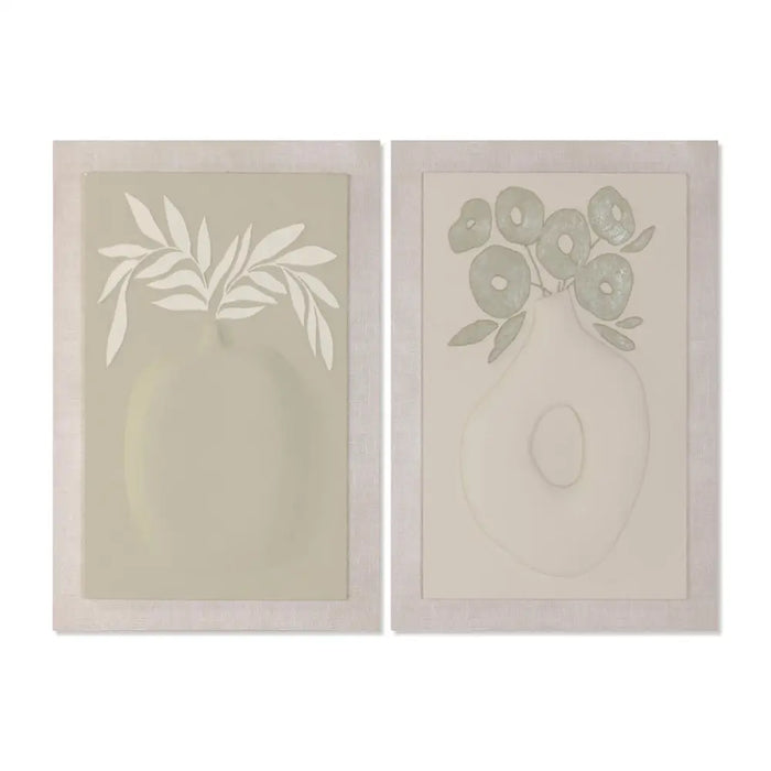 Painting Home ESPRIT Green Beige Vase Scandinavian 80 x 3 x 120 cm 80 X 10 X 120 CM (2 Units) - Декорация и