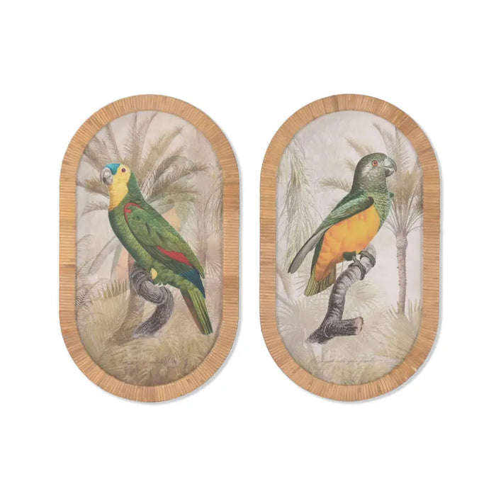 Painting Home ESPRIT Green Natural Parrot Tropical (2 Units) - Декорация и Осветление<<<Дом Градина<<<BigBuy&&&Картини