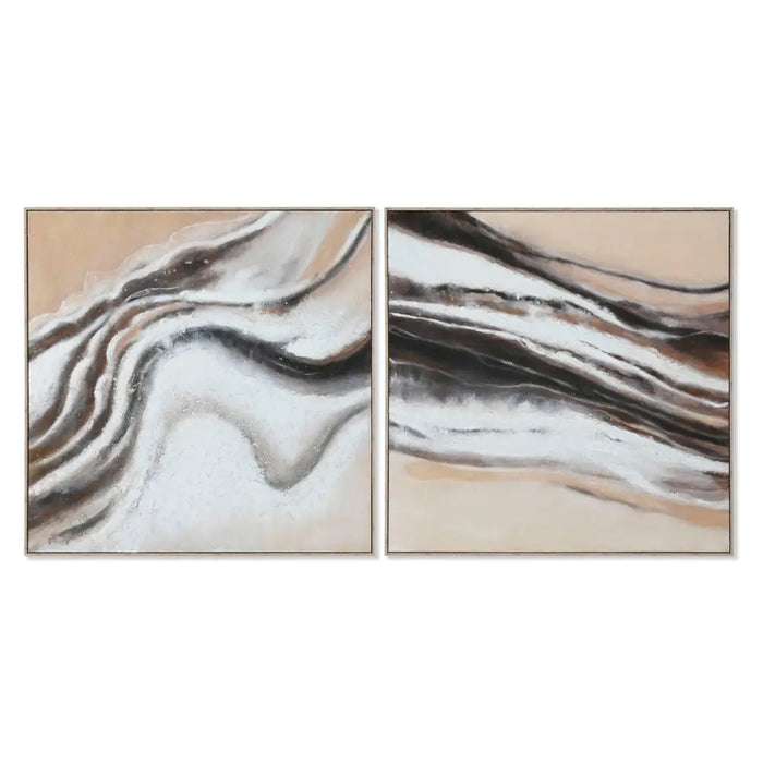 Painting Home ESPRIT White Beige Jute polystyrene Abstract Modern 102 x 3,2 x 102 cm (2 Units) - Декорация и