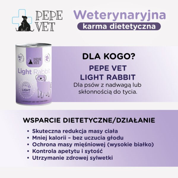 PAKA ZWIERZAKA Pepe Vet Light Mono Rabbit - wet dog food - 400g