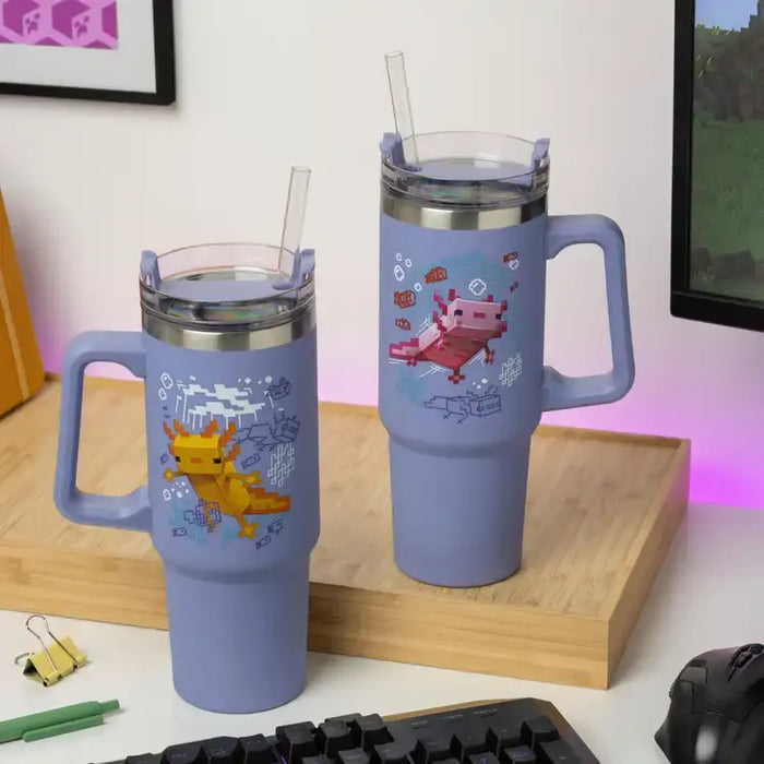 Paladone Cup: Minecraft - Purple 900ml Multiway Travel Cup Straw, PP14948MCF