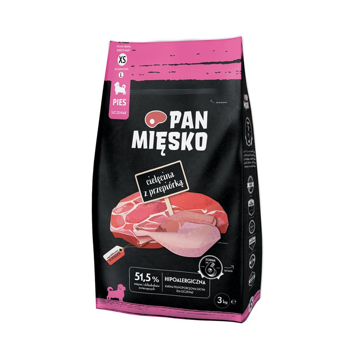 PAN MIĘSKO Veal with quail XS (puppy) - dry dog food - 3kg