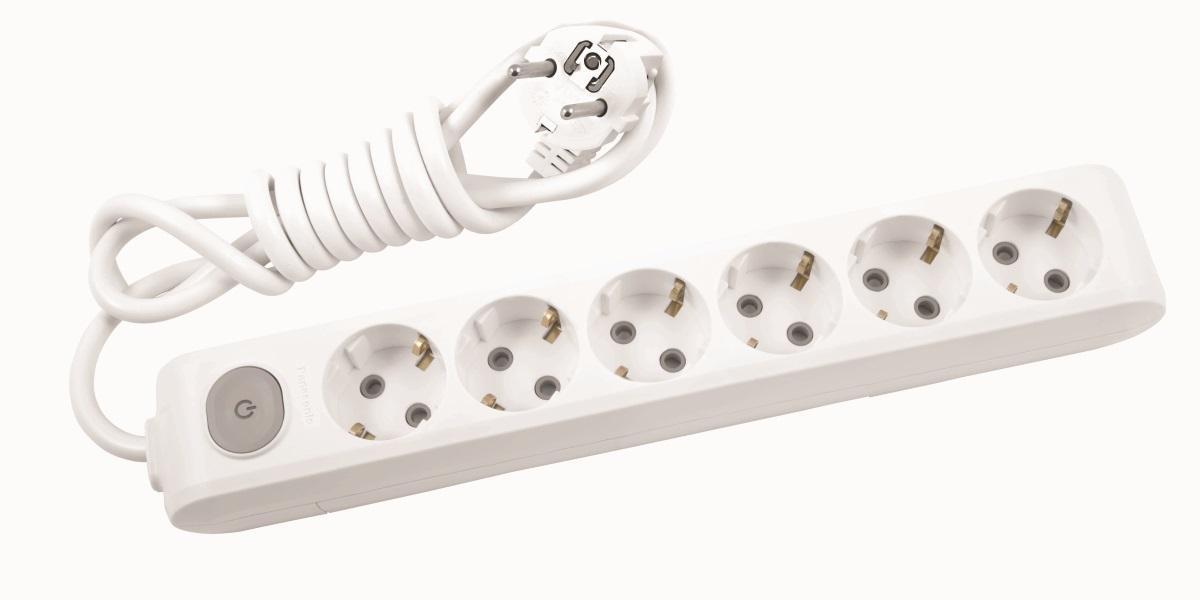SPLITTER 6 SOCKETS 5M WITH KEY WHITE