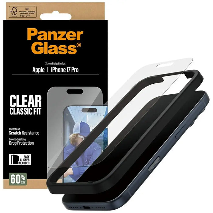 PanzerGlass Classic Fit EasyAligner Tempered Glass for iPhone 17 Pro - Cell phone tempered glass<<<HurtelXML