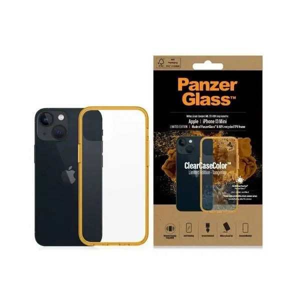 PanzerGlass ClearCase Antibacterial Military Grade Certified Case for iPhone 13 Mini - Transparent Yellow - Cell phone