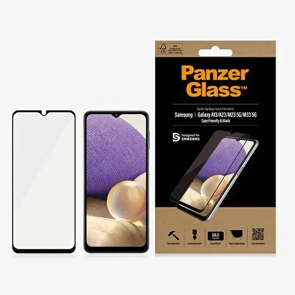 PanzerGlass E2E Regular Tempered Glass for Samsung Galaxy A12 / A23 / M23 / M33 5G - with Black Frame - Cell phone