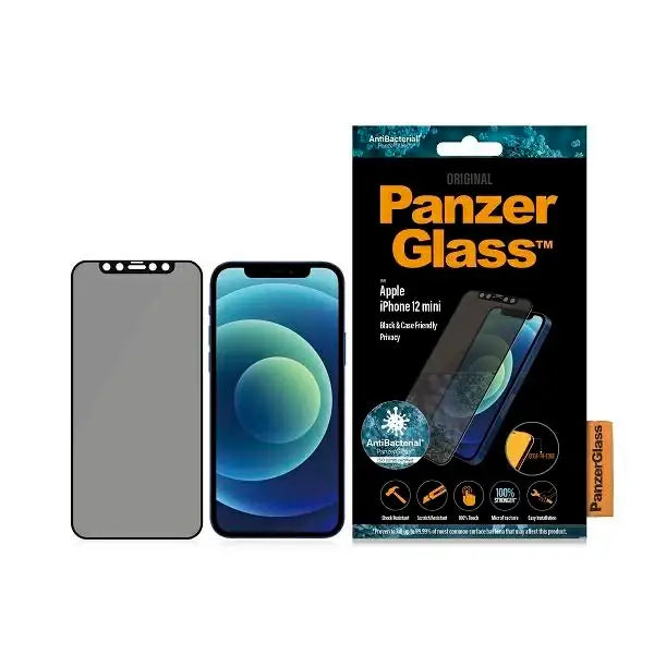 PanzerGlass E2E Super+ Microfracture antibacterial tempered glass for iPhone 12 mini - with black frame - Cell phone