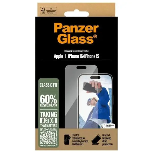PanzerGlass Screen Protector iPhone 16 6.1’’ Classic Fit 2873 - Cell phone tempered glass<<<HurtelXML