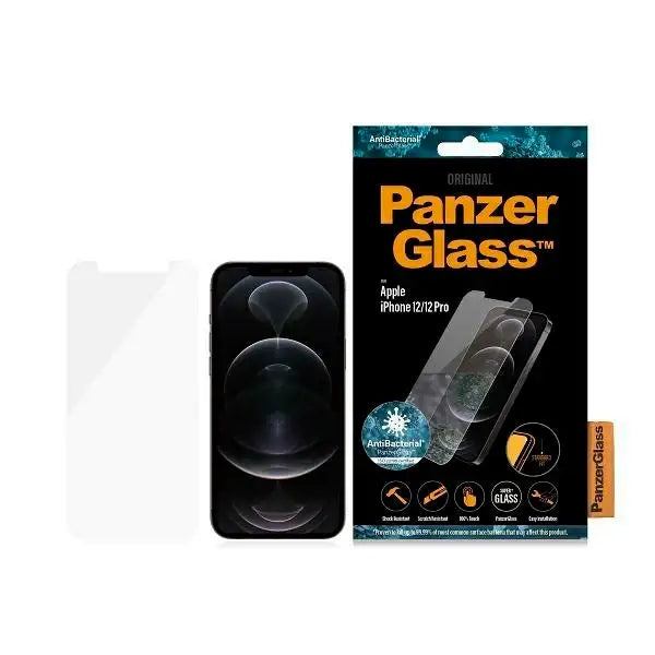 PanzerGlass Standard Super+ antibacterial tempered glass for iPhone 12 / 12 Pro - Cell phone tempered glass<<<HurtelXML