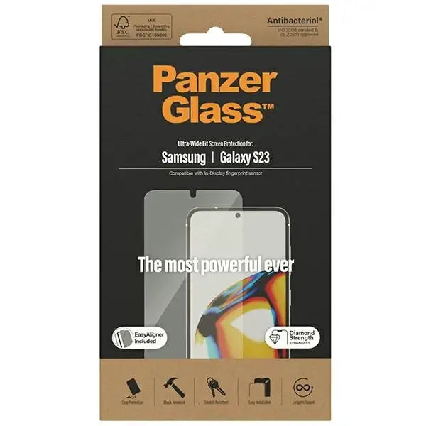 PanzerGlass Ultra-Wide Fit tempered glass with applicator for Samsung Galaxy S23 - Cell phone tempered glass<<<HurtelXML