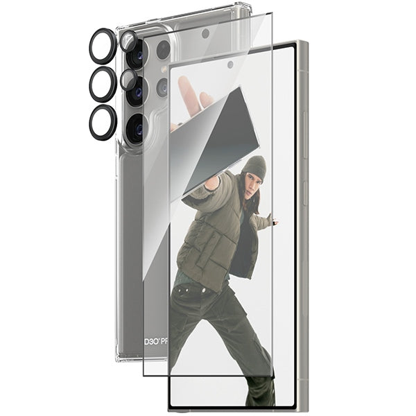 PanzerGlass Bundle 3in1 Transparent Case + Film + Camera Protector for Samsung Galaxy S24 Ultra