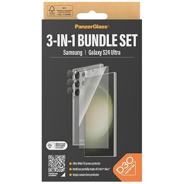PanzerGlass Bundle 3in1 Transparent Case + Film + Camera Protector for Samsung Galaxy S24 Ultra