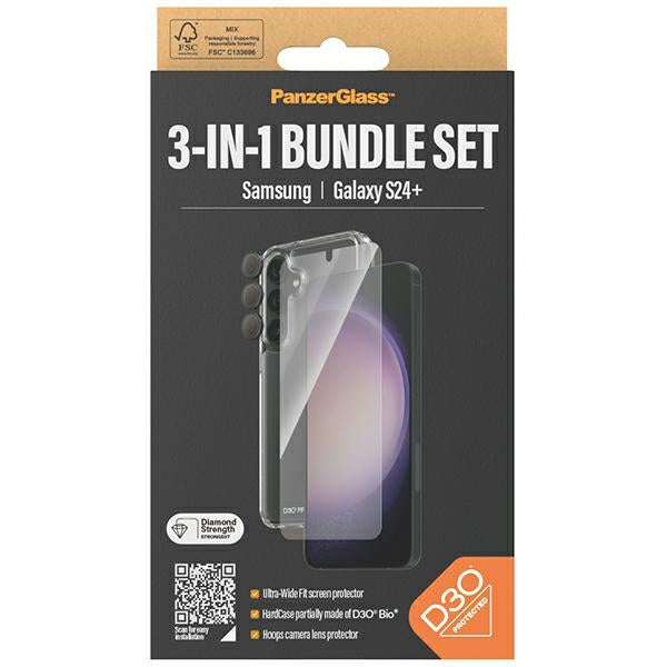 PanzerGlass Bundle 3in1 set transparent case + foil + camera cover for Samsung Galaxy S24+