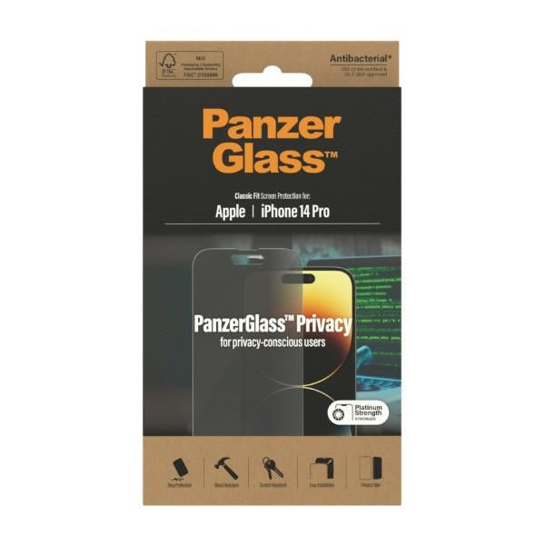PanzerGlass Classic Fit antibacterial privacy glass for iPhone 14 Pro