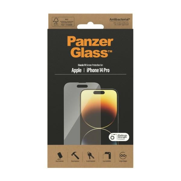 PanzerGlass Classic Fit antibacterial glass for iPhone 14 Pro