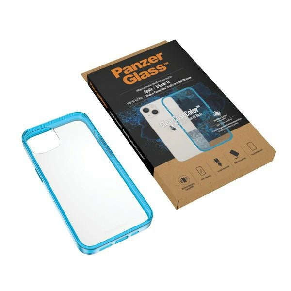 PanzerGlass ClearCase antibacterial case with Military Grade certificate for iPhone 13 / 14 / 15 - transparent blue