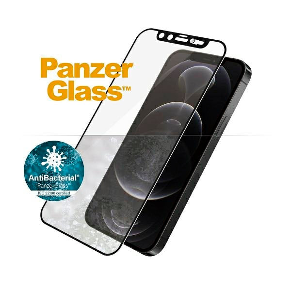 PanzerGlass E2E Microfracture Antibacterial Glass with Swarovsky Crystal Camera Cover for iPhone 12/12 Pro - With Black Frame