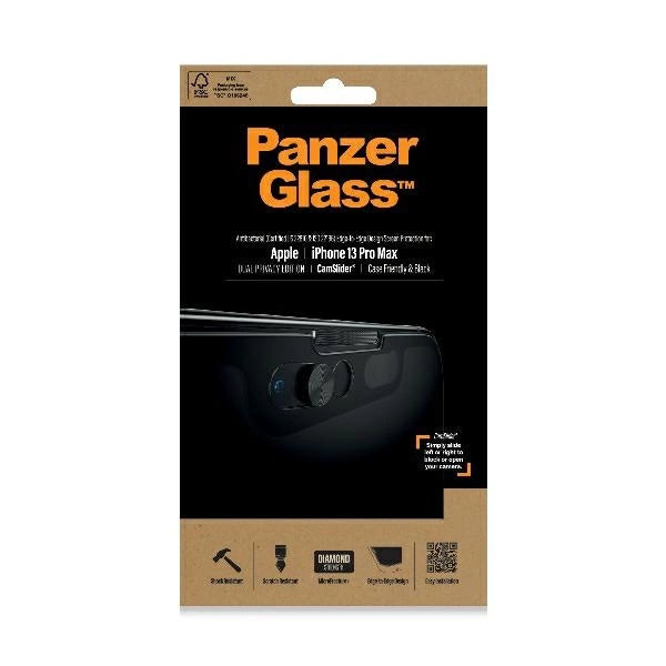 PanzerGlass E2E Microfracture Antibacterial Privacy Glass with Camera Protector for iPhone 13 Pro Max - With Black Frame