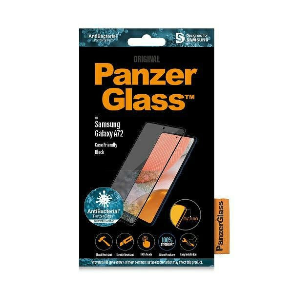 PanzerGlass E2E Microfracture antibacterial glass for Samsung Galaxy A72 - with black frame