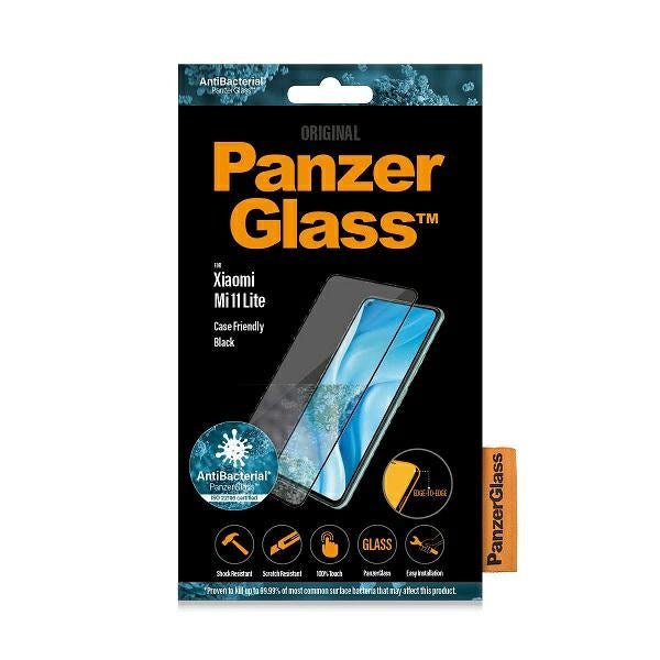PanzerGlass E2E Regular tempered glass for Xiaomi Mi 11 Lite 5G antibacterial - with black frame