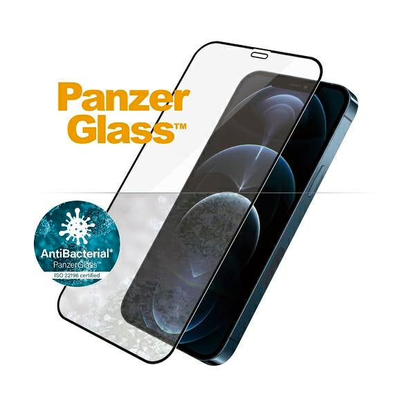 PanzerGlass E2E Super+ Microfracture antibacterial tempered glass for iPhone 12 Pro Max - with black frame