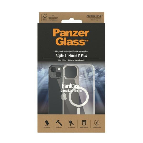 PanzerGlass HardCase with MagSafe Antibacterial Military Grade Certified Case for iPhone 14 Plus / 15 Plus - Transparent