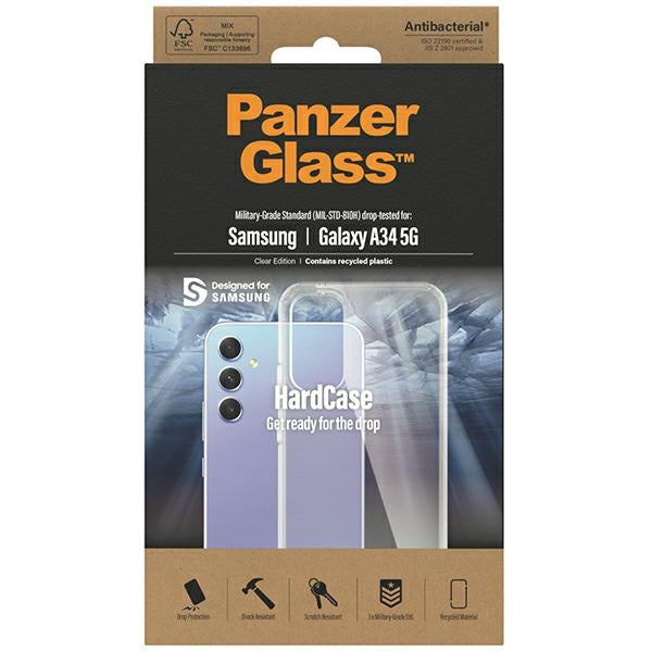 PanzerGlass HardCase antibacterial Military Grade certified case for Samsung Galaxy A34 5G - transparent