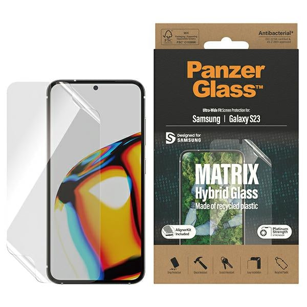 PanzerGlass Matrix hybrid glass with positioner for Samsung Galaxy S23