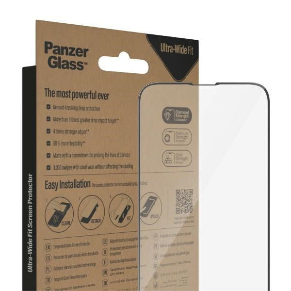 PanzerGlass Ultra-Wide Fit Antibacterial Tempered Glass for iPhone 14/13 Pro/13