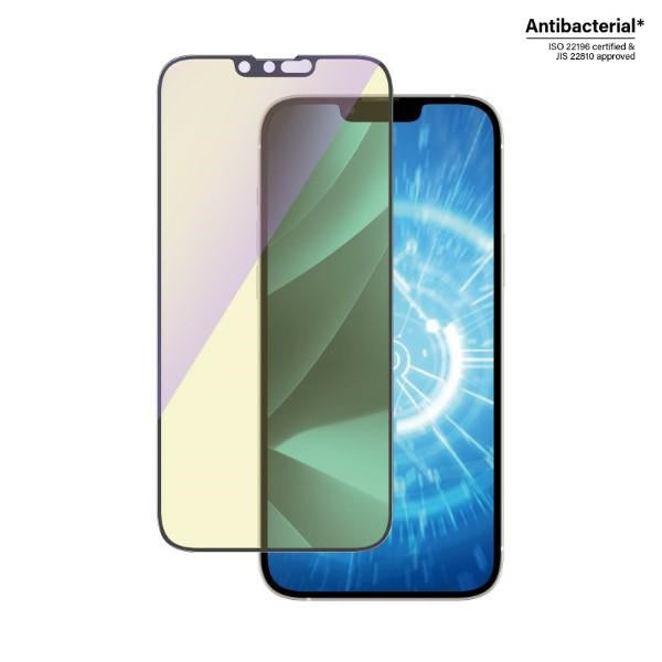 PanzerGlass Ultra-Wide Fit Antibacterial Tempered Glass with Blue Light Filter and Positioner for iPhone 14 Plus / 13 Pro Max