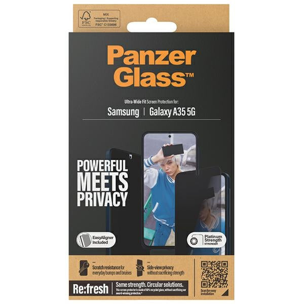 PanzerGlass Ultra-Wide Fit Privacy Tempered Glass with Positioner for Samsung Galaxy A35 5G