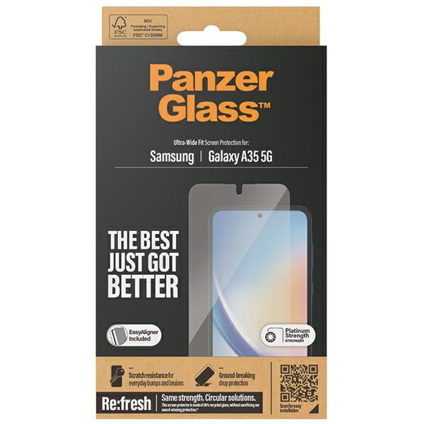 PanzerGlass Ultra-Wide Fit tempered glass with positioner for Samsung Galaxy A35 5G