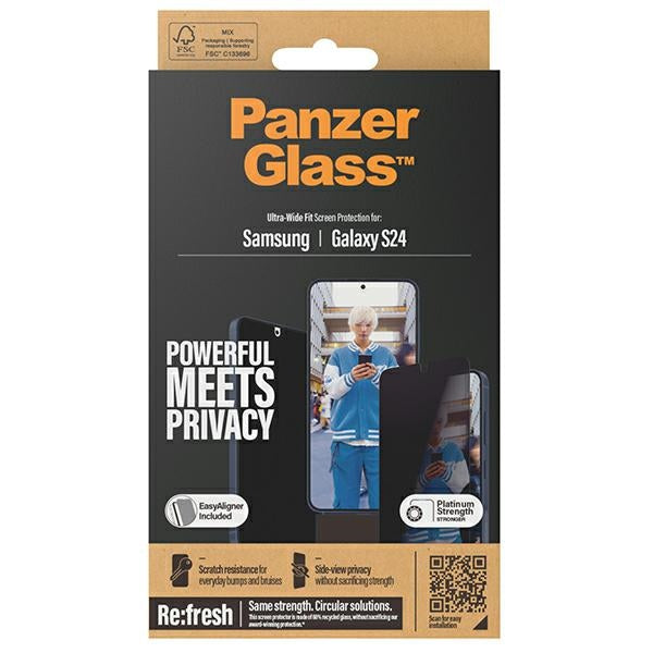 PanzerGlass Ultra-Wide Fit Privacy Tempered Glass with Positioner for Samsung Galaxy S24