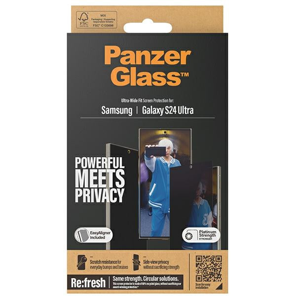 PanzerGlass Ultra-Wide Fit Privacy Tempered Glass with Positioner for Samsung Galaxy S24 Ultra